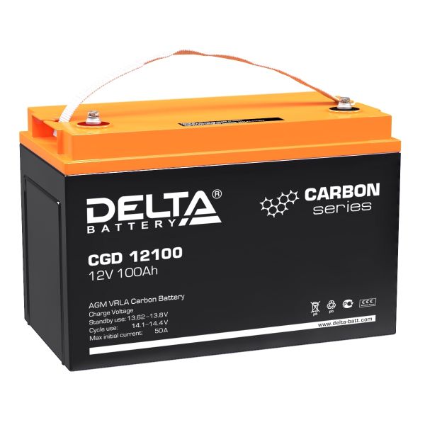 Аккумулятор для ИБП Delta Battery CGD 12100 CGD12100 100А/ч-12V ст EN100 болт М8 - 330x173x212