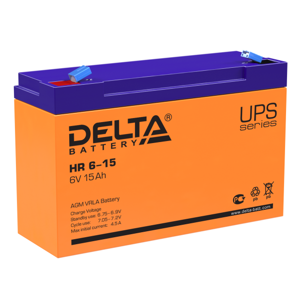 Аккумулятор для ИБП Delta Battery HR 6-15 6 В 15 Ач