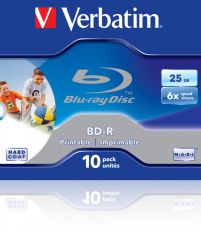 Диск BD-R Verbatim 25Gb 6x Jewel case (10шт) Printable Scratch proof (43713)